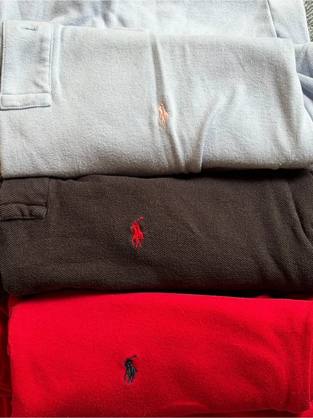 Lot 3 Polo Ralph Lauren polo Sz XL red black blue cotton made in USA